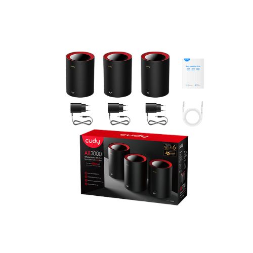 Cudy M3000 AX3000 2.5G Dual Band Wi-Fi 6 Mesh System Router (3 Pack)
